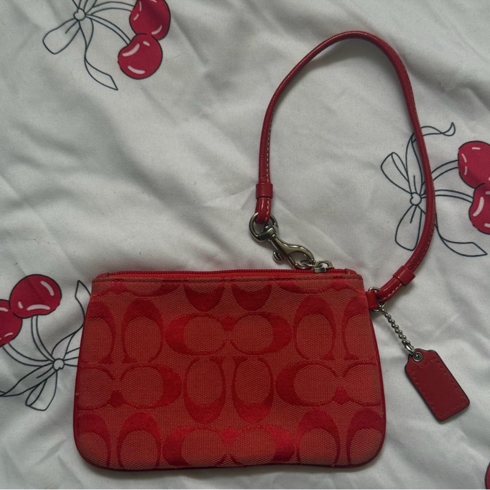 ❤️Y2K Coach Red Signature Wristlet Clutch - Picture 2 of 4